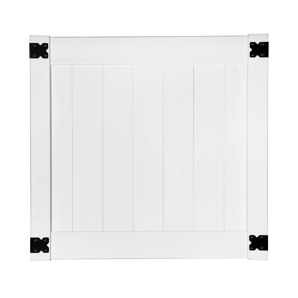Outdoor Essentials Woodbridge 4-ft H x 4-ft W White Privacy Vinyl Flat-top Fence Gate (Unassembled)