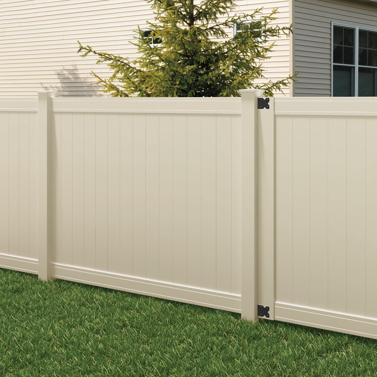 Outdoor Essentials Lakewood 6-ft H x 8-ft W Tan Privacy Vinyl Flat-top Fence Panel (Unassembled)