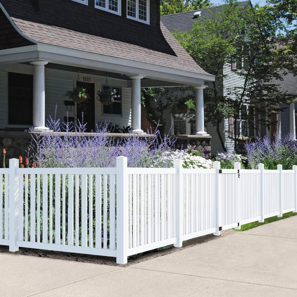 Outdoor Essentials Evanston 4-ft H x 6-ft W White Vinyl Flat-top Fence Panel (Unassembled)