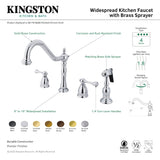 Elements of Design New Orleans Brushed Nickel 2-Handle Deck-Mount Bridge Kitchen Faucet with Side Sprayer
