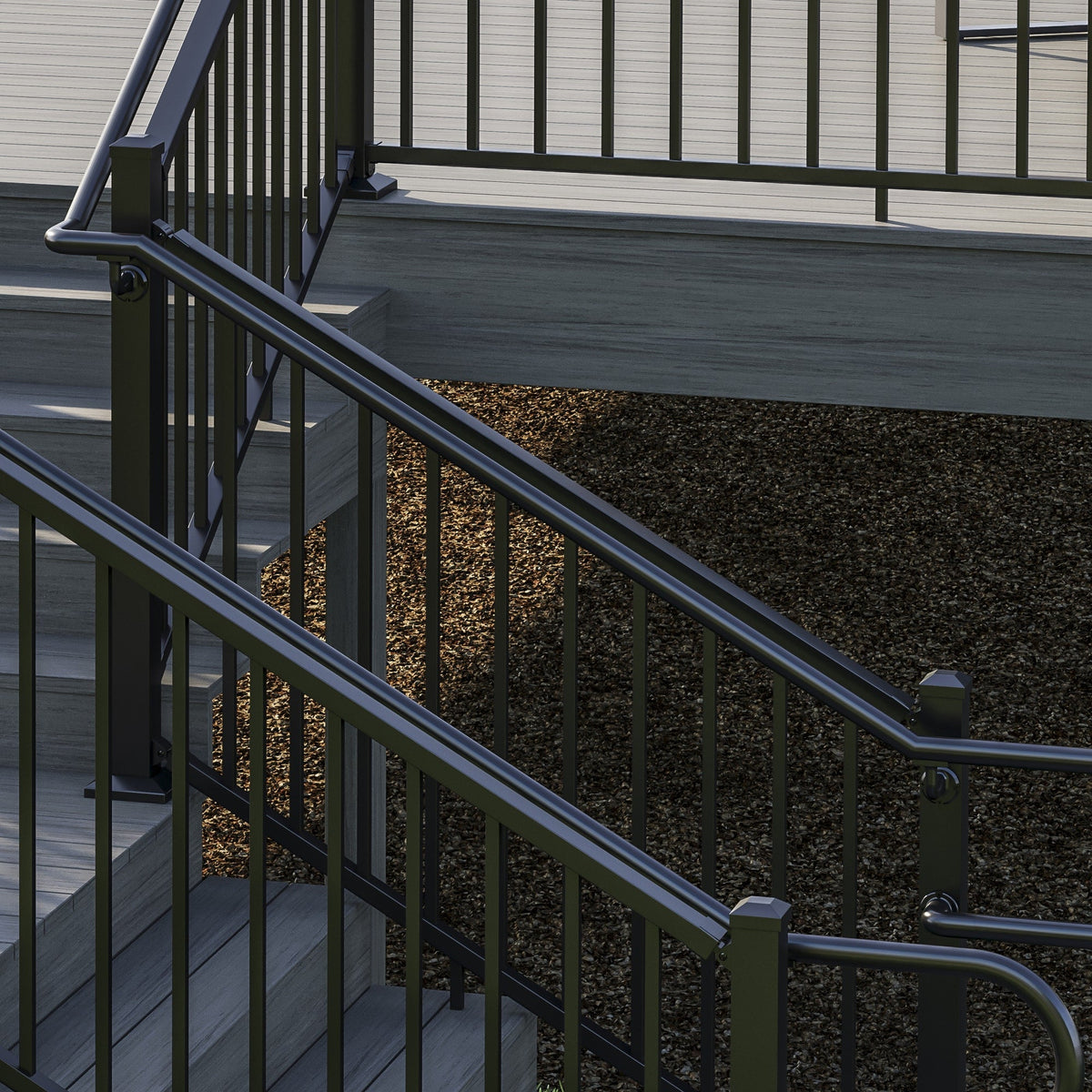 Deckorators ADA-Compliant 8-ft x 2-in Textured Black Aluminum Deck Handrail Kit