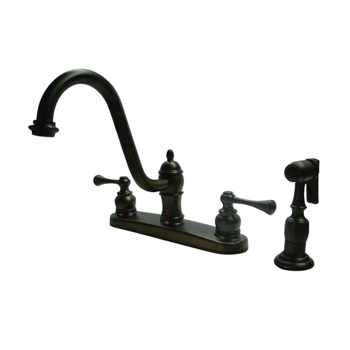 Elements of Design St. Louis Oil-Rubbed Bronze 2-Handle Deck-Mount High-Arc Kitchen Faucet with Deck Plate and Side Sprayer