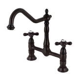 Elements of Design Oil-Rubbed Bronze 2-Handle Deck-Mount Bridge Kitchen Faucet