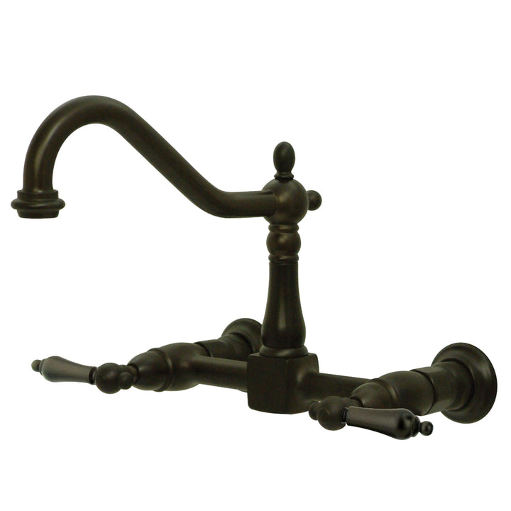 Elements of Design Oil-Rubbed Bronze 2-Handle Wall-Mount Bridge Kitchen Faucet, 8-in Centerset