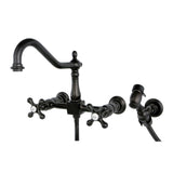 Elements of Design Oil-Rubbed Bronze 2-Handle Wall-Mount Bridge Kitchen Faucet with Side Sprayer