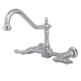 Elements of Design Chrome 2-Handle Wall-Mount Bridge Kitchen Faucet, 8-in Centerset