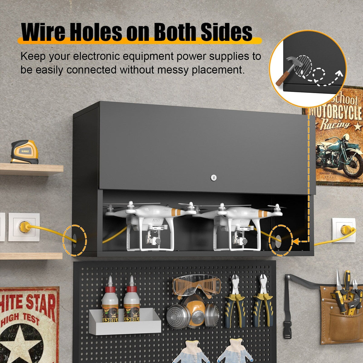 LTMATE 31.5-in W x 19.7-in H Steel Black Wall-mount Utility Storage Cabinet