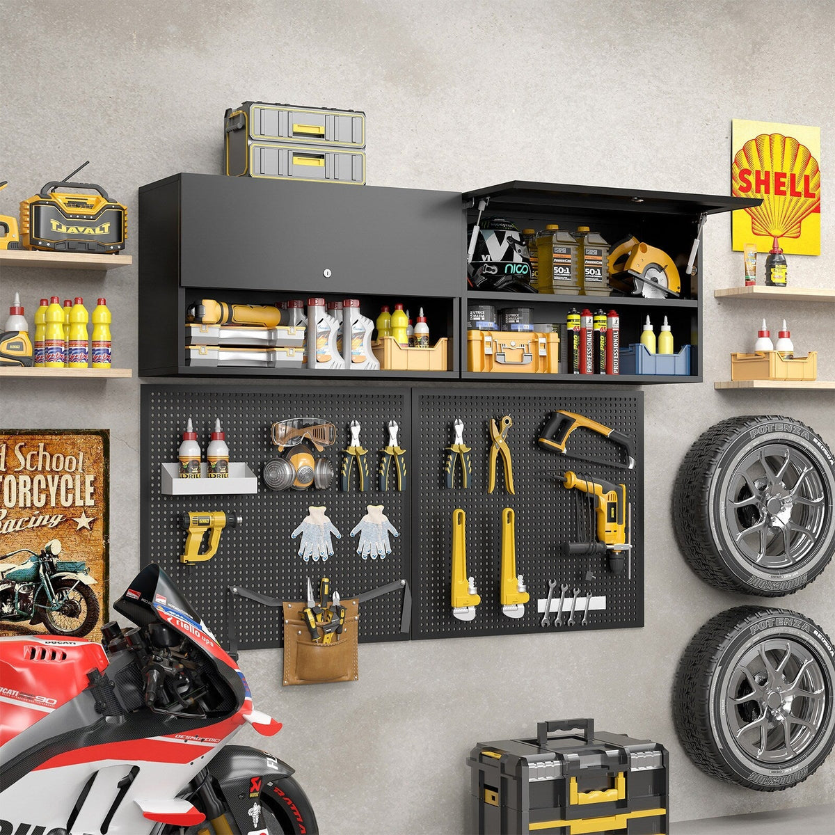 LTMATE 31.5-in W x 19.7-in H Steel Black Wall-mount Utility Storage Cabinet