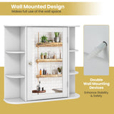 Forclover 26-in x 25-in Surface Mount White Mirrored Medicine Cabinet