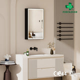 Forclover 24-in x 30-in Lighted LED Fog Free Surface/Recessed Mount Black Mirrored Medicine Cabinet with Outlet