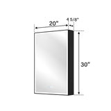 Forclover 20-in x 30-in Lighted LED Fog Free Surface/Recessed Mount Black Mirrored Soft Close Medicine Cabinet with Outlet