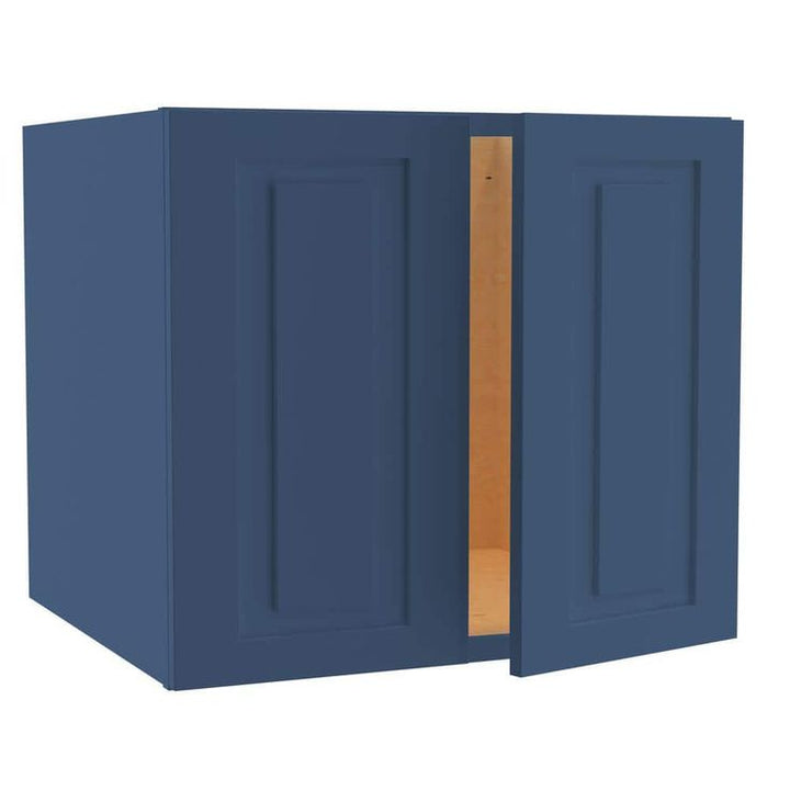 Home Decorators Collection Grayson 27 in. W x 24 in. D x 24 in. H Assembled Plywood Wall Bridge Kitchen Cabinet in Mythic Blue with Soft Close