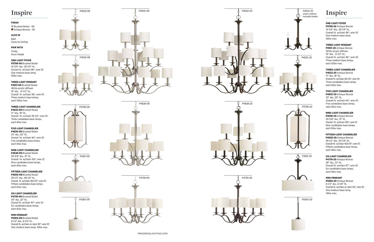 Progress Lighting Inspire 3-Light Antique Bronze Transitional Tinted Glass Drum Medium Hanging Pendant Light