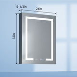 Forclover 24-in x 32-in Lighted LED Fog Free Surface Mount Silver Mirrored Soft Close Medicine Cabinet with Outlet