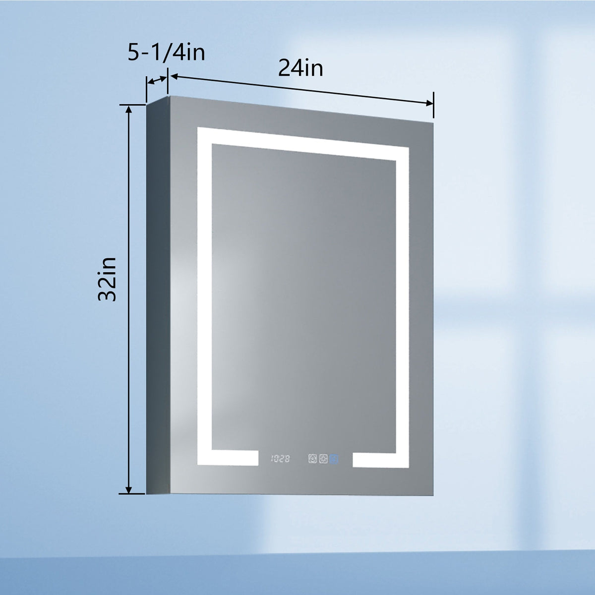 Forclover 24-in x 32-in Lighted LED Fog Free Surface Mount Silver Mirrored Soft Close Medicine Cabinet with Outlet