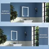 Forclover 24-in x 32-in Lighted LED Fog Free Surface Mount Silver Mirrored Soft Close Medicine Cabinet with Outlet