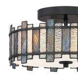 Quoizel Sentry 14-in Matte Black Tiffany Semi-Flush Mount Light