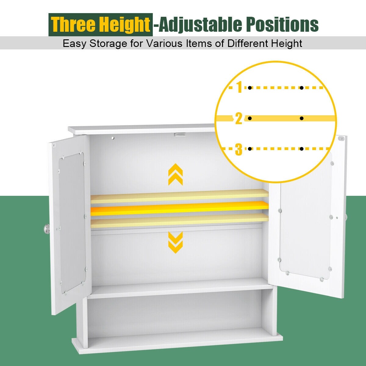Forclover 22-in x 23-in Surface Mount White Mirrored Soft Close Medicine Cabinet