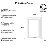 ExBrite Ethos 20-in x 32-in Lighted LED Fog Free Surface/Recessed Mount Silver Mirrored Soft Close Medicine Cabinet with Outlet