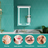 ExBrite Ethos 24-in x 36-in Lighted LED Fog Free Surface/Recessed Mount Silver Mirrored Soft Close Medicine Cabinet with Outlet
