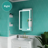 ExBrite Ethos 24-in x 36-in Lighted LED Fog Free Surface/Recessed Mount Silver Mirrored Soft Close Medicine Cabinet with Outlet