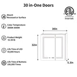 ExBrite Ethos 30-in x 32-in Lighted LED Fog Free Surface/Recessed Mount Silver Mirrored Soft Close Medicine Cabinet with Outlet