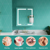 ExBrite Ethos 30-in x 32-in Lighted LED Fog Free Surface/Recessed Mount Silver Mirrored Soft Close Medicine Cabinet with Outlet