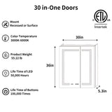 ExBrite 30-in x 36-in Lighted LED Fog Free Surface/Recessed Mount Silver Mirrored Soft Close Medicine Cabinet with Outlet