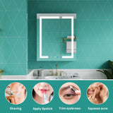 ExBrite 30-in x 36-in Lighted LED Fog Free Surface/Recessed Mount Silver Mirrored Soft Close Medicine Cabinet with Outlet