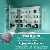 ExBrite Ethos 36-in x 32-in Lighted LED Fog Free Surface/Recessed Mount Silver Mirrored Soft Close Medicine Cabinet with Outlet