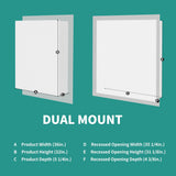 ExBrite Ethos 36-in x 32-in Lighted LED Fog Free Surface/Recessed Mount Silver Mirrored Soft Close Medicine Cabinet with Outlet