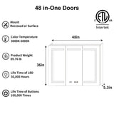 ExBrite Ethos 48-in x 36-in Lighted LED Fog Free Surface/Recessed Mount Silver Mirrored Soft Close Medicine Cabinet with Outlet