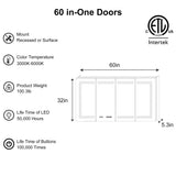 ExBrite Ethos 60-in x 32-in Lighted LED Fog Free Surface/Recessed Mount Silver Mirrored Soft Close Medicine Cabinet with Outlet