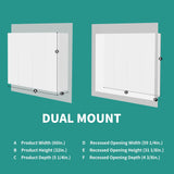 ExBrite Ethos 60-in x 32-in Lighted LED Fog Free Surface/Recessed Mount Silver Mirrored Soft Close Medicine Cabinet with Outlet