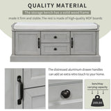 GZMR Storage Bench with 2 Drawers and 2 Cabinets Modern Gray Storage Bench with Storage 42.5-in x 15.1-in x 17.5-in