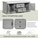 GZMR Storage Bench with 2 Drawers and 2 Cabinets Modern Gray Storage Bench with Storage 42.5-in x 15.1-in x 17.5-in