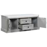 GZMR Storage Bench with 2 Drawers and 2 Cabinets Modern Gray Storage Bench with Storage 42.5-in x 15.1-in x 17.5-in