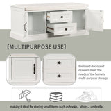 GZMR Storage Bench with 2 Drawers and 2 Cabinets Modern White Storage Bench with Storage 42.5-in x 15.1-in x 17.5-in