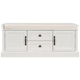 GZMR Storage Bench with 2 Drawers and 2 Cabinets Modern White Storage Bench with Storage 42.5-in x 15.1-in x 17.5-in