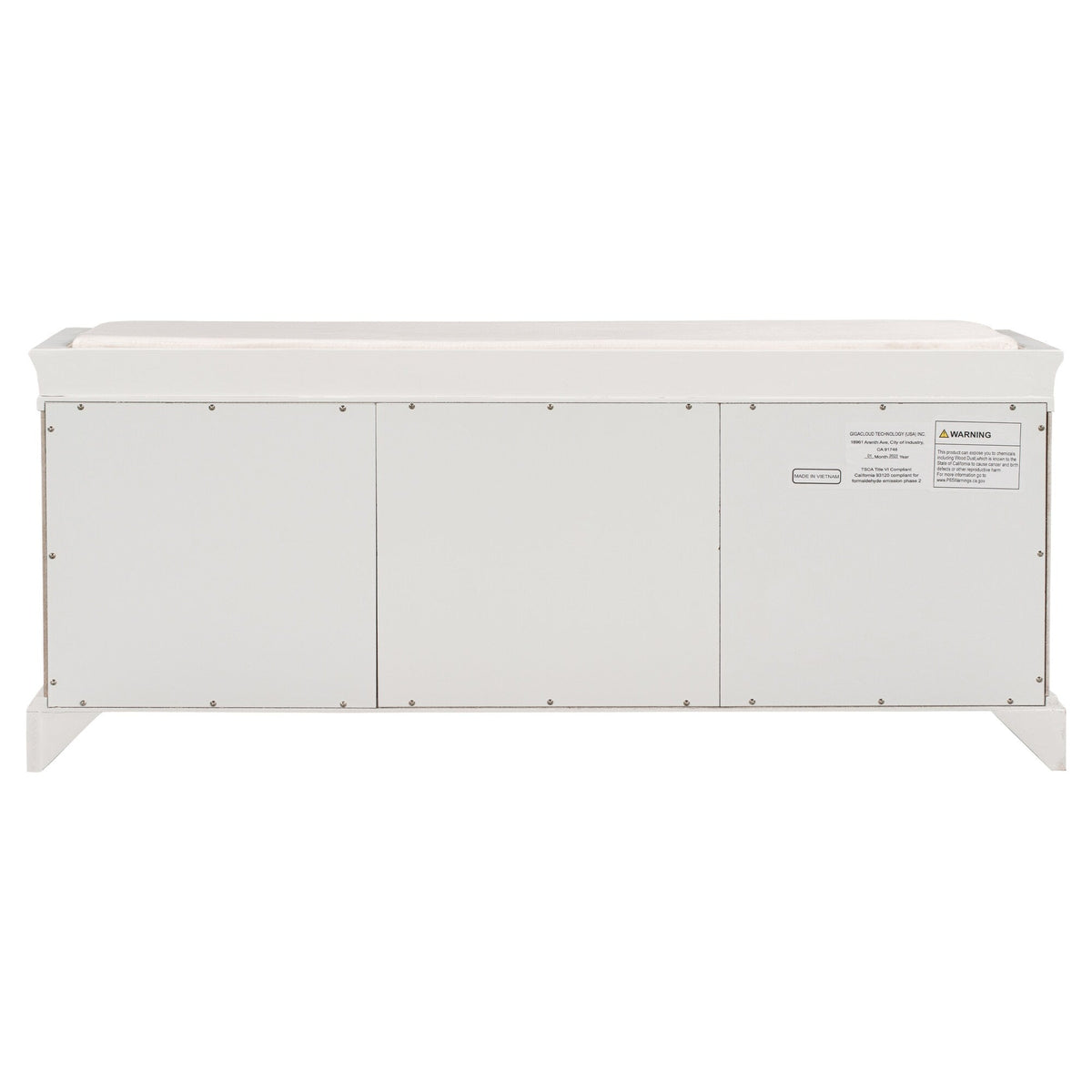 GZMR Storage Bench with 2 Drawers and 2 Cabinets Modern White Storage Bench with Storage 42.5-in x 15.1-in x 17.5-in