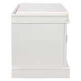 GZMR Storage Bench with 2 Drawers and 2 Cabinets Modern White Storage Bench with Storage 42.5-in x 15.1-in x 17.5-in