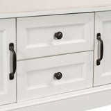 GZMR Storage Bench with 2 Drawers and 2 Cabinets Modern White Storage Bench with Storage 42.5-in x 15.1-in x 17.5-in