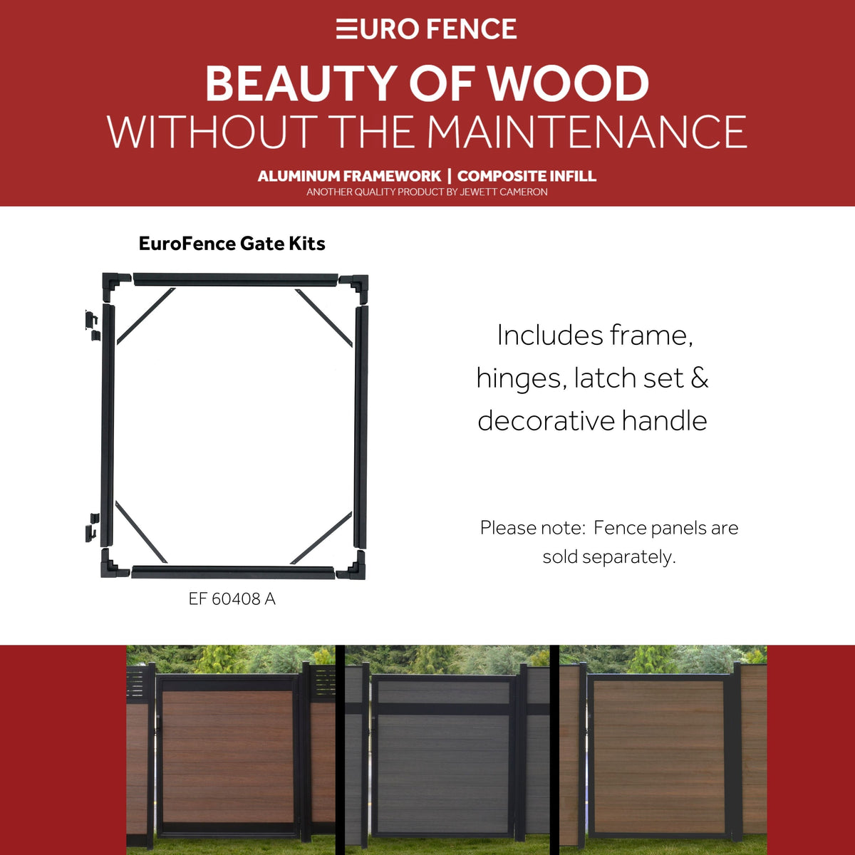 Infinity Euro Euro Fence 6-ft H x 6-ft W Black Privacy Composite Fence Gate