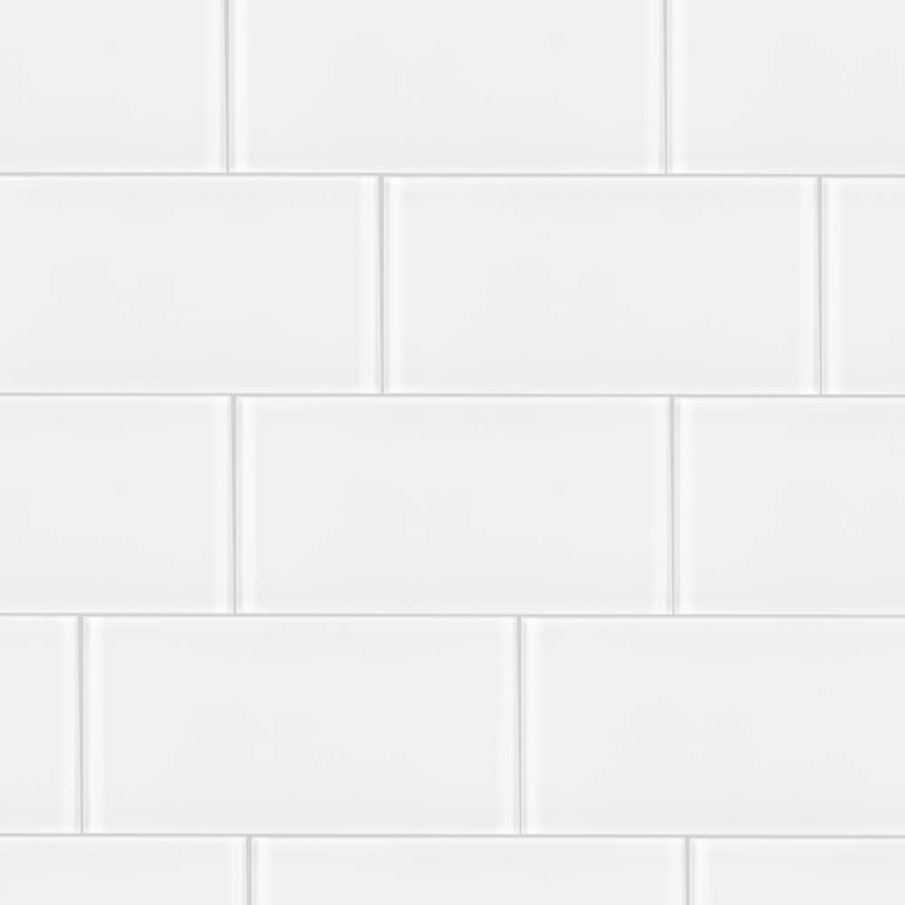 Elida Ceramica 4x8 Super White Glass 4-in x 8-in Glossy Glass Subway Wall Tile