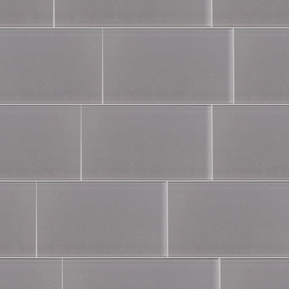 Elida Ceramica Grey Glass 4-in x 8-in Glossy Subway Wall Tile
