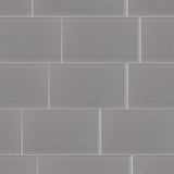 Elida Ceramica Grey Glass 4-in x 8-in Glossy Subway Wall Tile