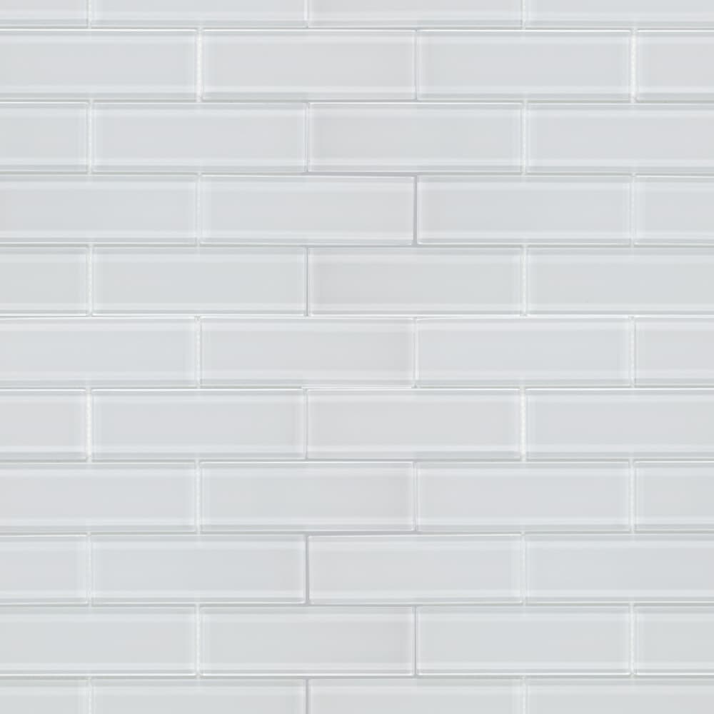 Elida Ceramica 2-in x 6-in Super White Glass 12-in x 12-in Glossy Brick Mosaic Wall Tile