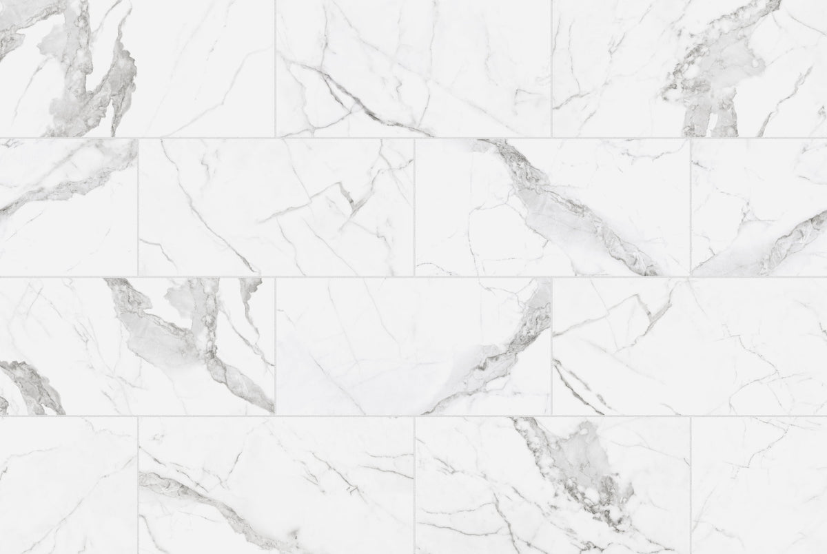 Satori Regent Statuario 6-in x 12-in Polished Porcelain Marble Look Floor and Wall Tile (0.47-sq. ft/ Piece)