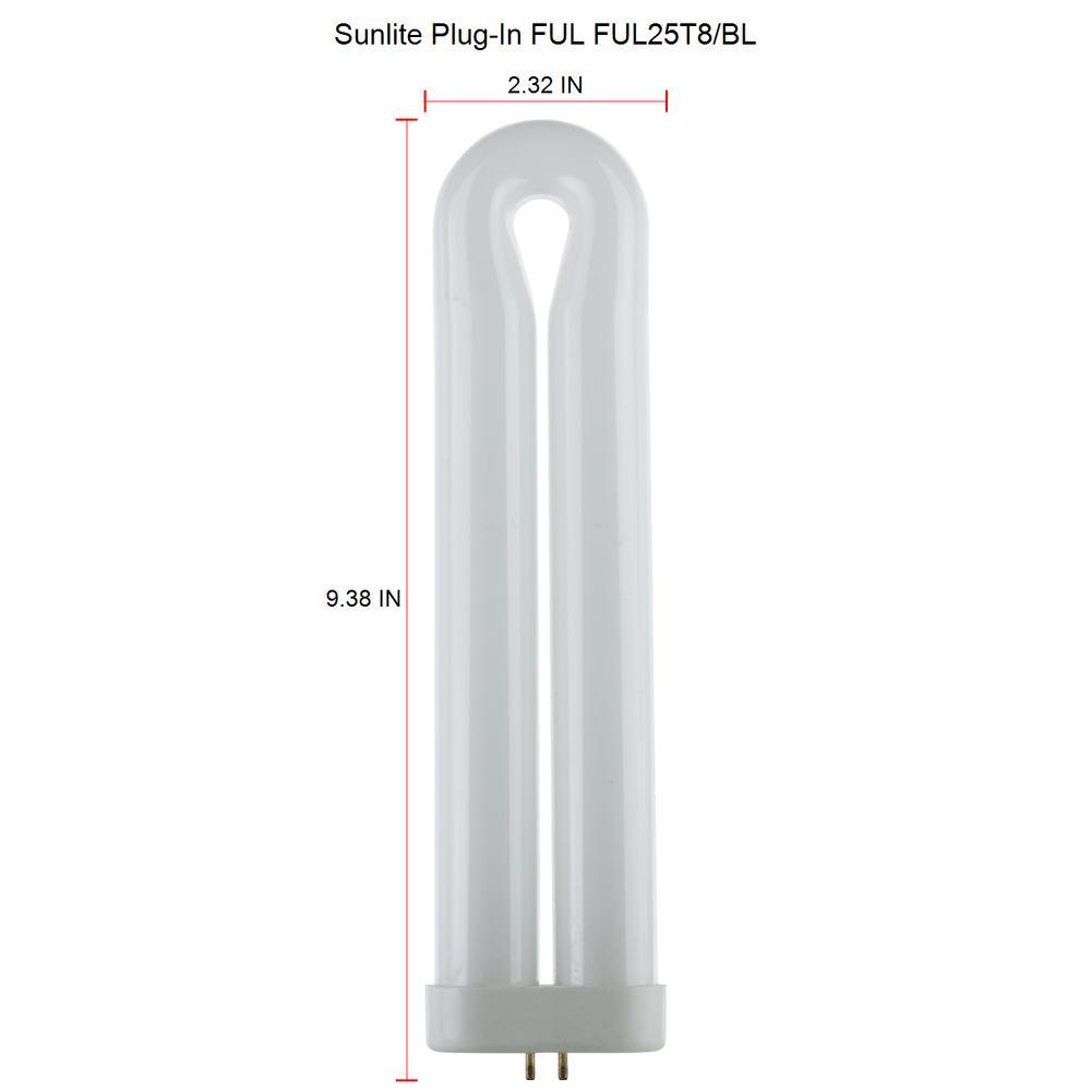 9 in. 25-Watt U-Bent T8 FUL 4-Pin GX10Q Base CFL Fluorescent Tube Light Bulb, Black Light (5-Pack) - Super Arbor