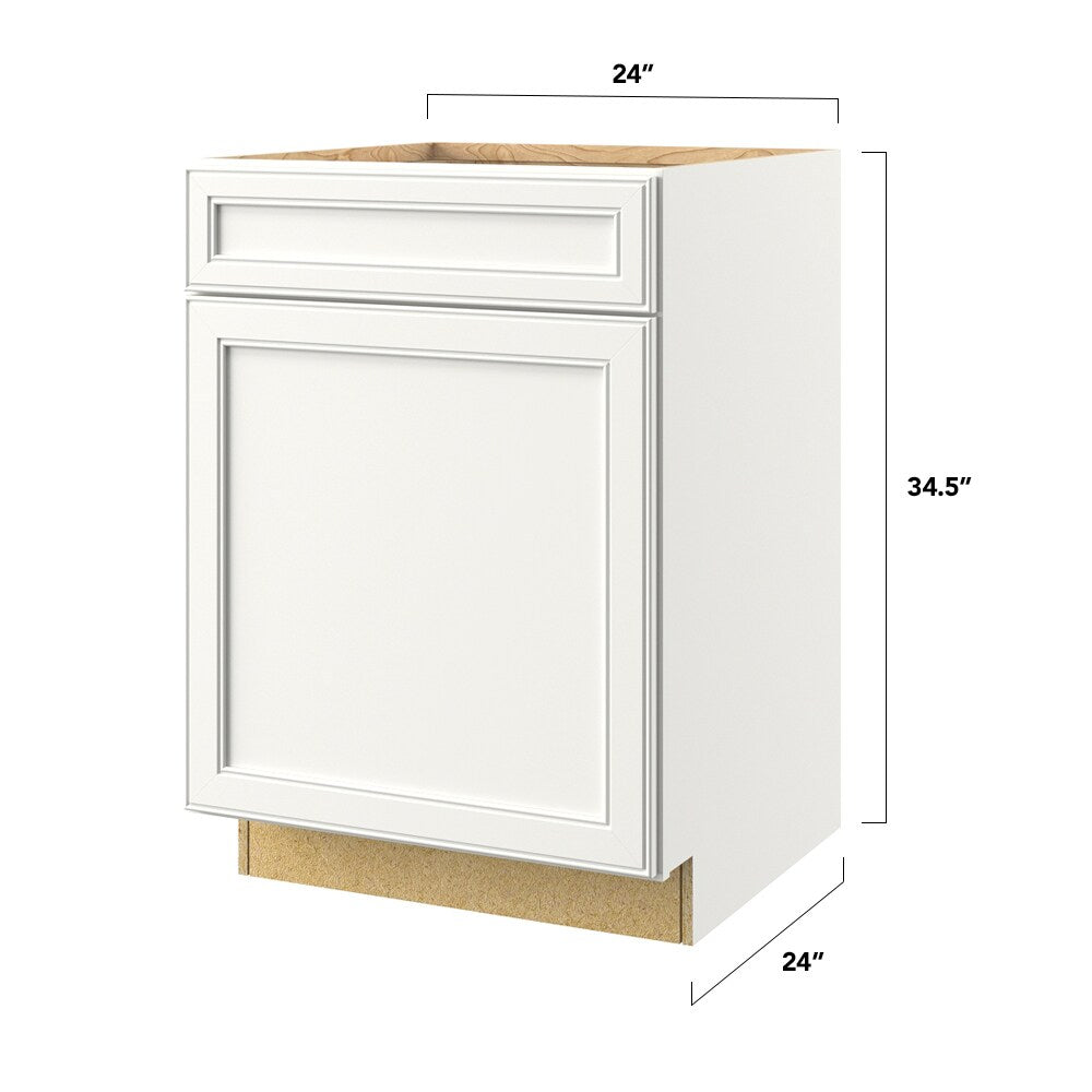 allen + roth McKeller 24-in W x 34.5-in H x 24-in D Linen 1-Drawer Base Fully Assembled Cabinet (Flat Panel Shaker Style)